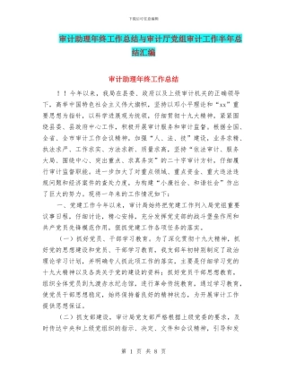 审计助理年终工作总结与审计厅党组审计工作半年总结汇编
