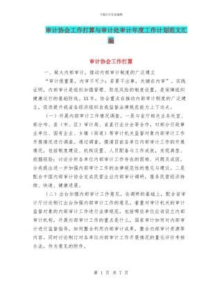 审计协会工作打算与审计处审计年度工作计划范文汇编