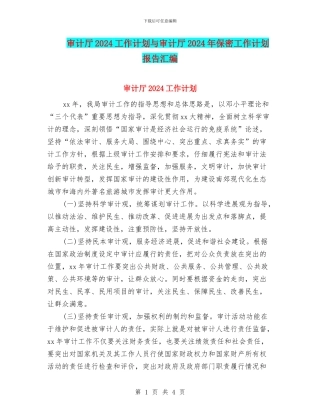 审计厅2024工作计划与审计厅2024年保密工作计划报告汇编