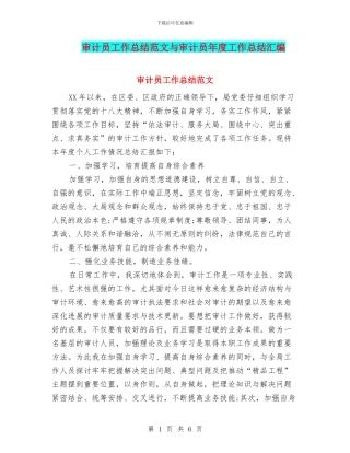 审计员工作总结范文与审计员年度工作总结汇编