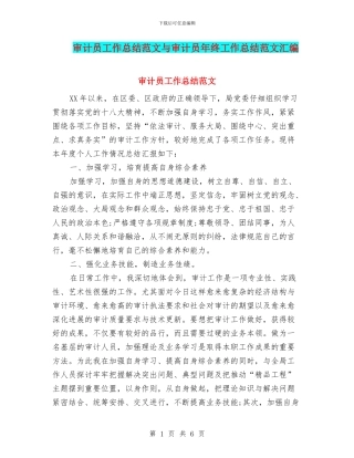 审计员工作总结范文与审计员年终工作总结范文汇编
