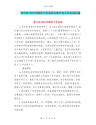 审计处2024年财务工作总结与审计处工作总结汇编