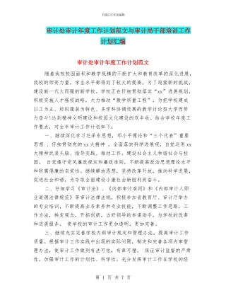 审计处审计年度工作计划范文与审计局干部培训工作计划汇编