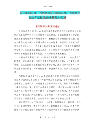 审计局2024年工作总结与审计局2024年工作总结及2024年工作谋划汇编