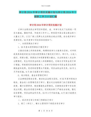 审计局2024年审计项目实施计划与审计局2024年干部职工学习计划汇编