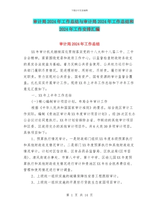 审计局2024年工作总结与审计局2024年工作总结和2024年工作安排汇编