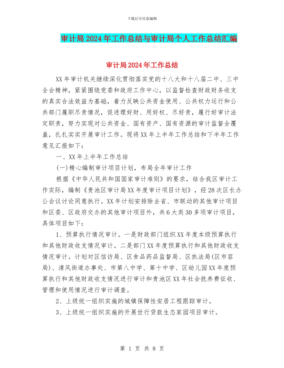 审计局2024年工作总结与审计局个人工作总结汇编_第1页