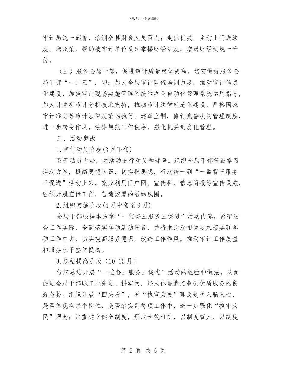 审计局一监督三服务三促进活动方案与审计局三城联创工作实施方案汇编_第2页