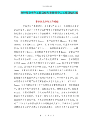 审计局上半年工作总结与审计局个人工作总结汇编