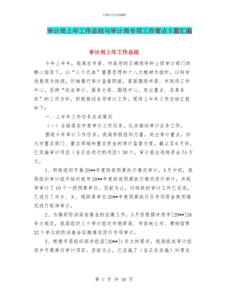 审计局上年工作总结与审计局专项工作要点5篇汇编