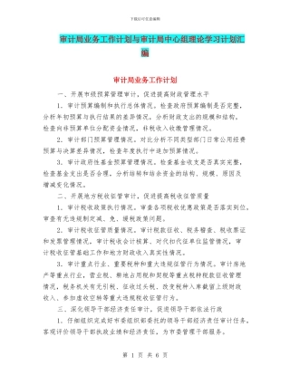 审计局业务工作计划与审计局中心组理论学习计划汇编