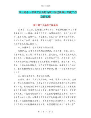 审计局个人年终工作总结与审计局优质审计年度工作总结汇编