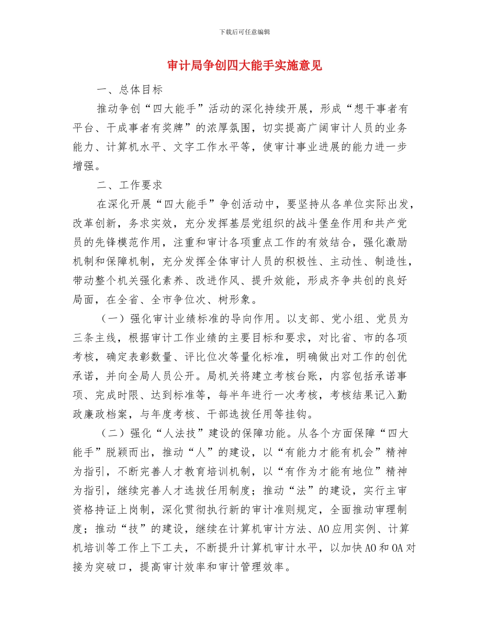 审计局个人年终工作总结与审计局争创四大能手实施意见汇编_第2页