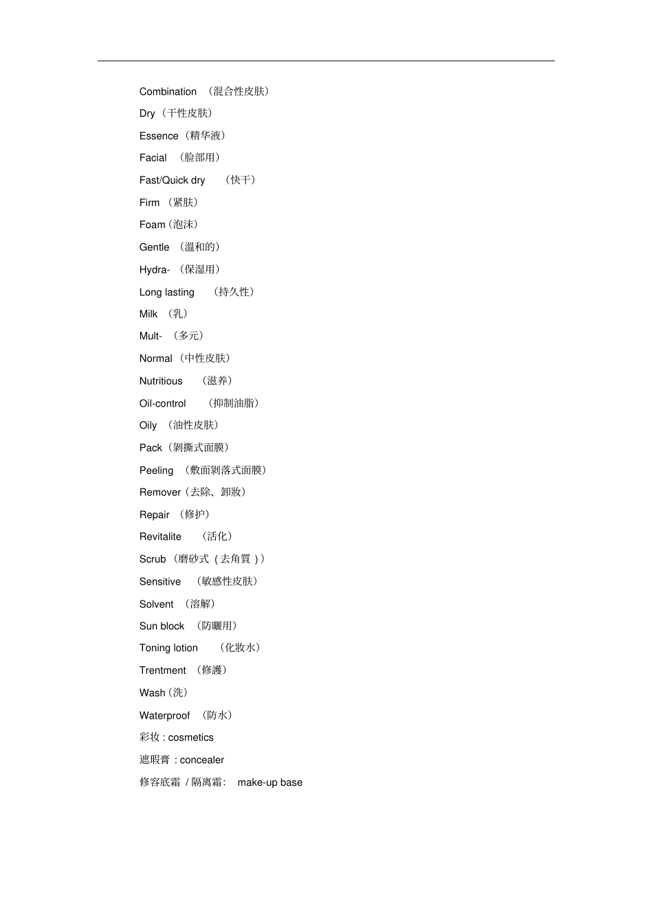 化妆术语中英文对照一览汇总_第2页