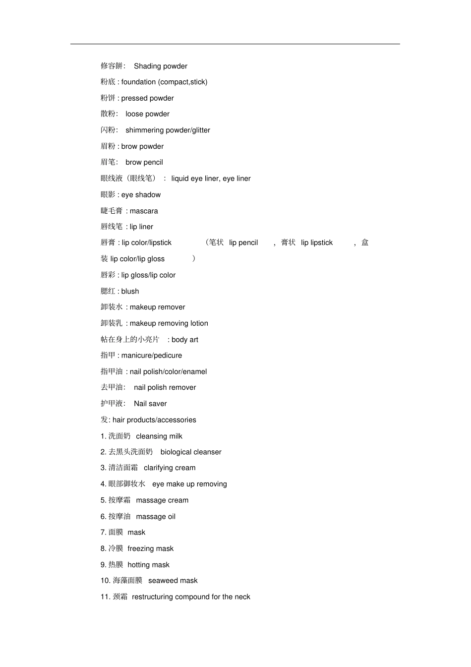 化妆术语中英文对照一览汇总_第3页