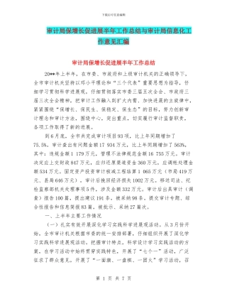 审计局保增长促发展半年工作总结与审计局信息化工作意见汇编