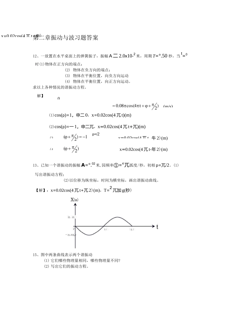 大学物理振动与波练习题与答案_第1页
