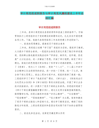 审计局党组述职报告与审计局党风廉政建设上半年总结汇编