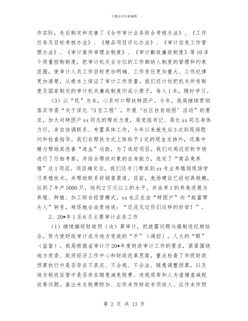 审计局医院上半年工作总结与审计局十佳标兵申报材料汇编_第2页