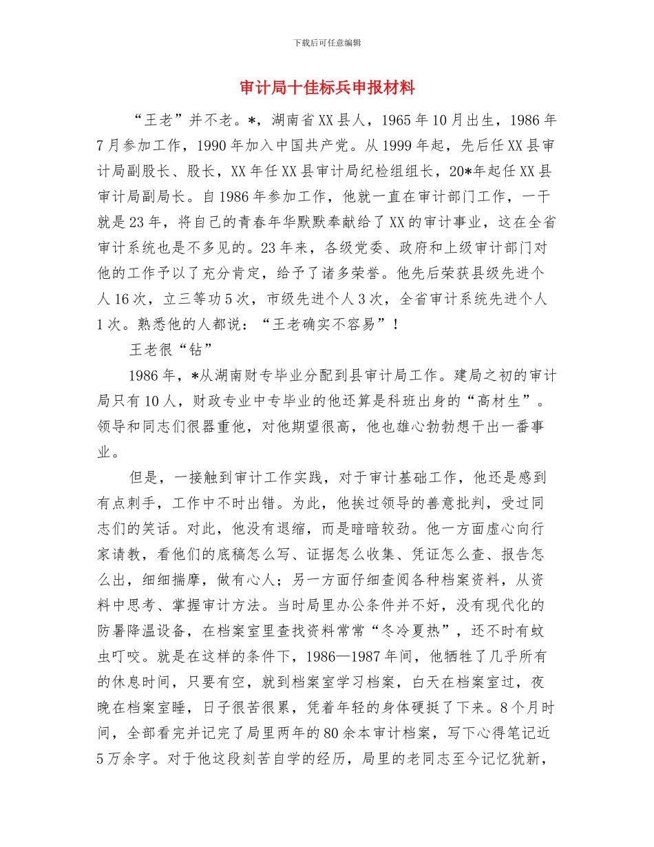 审计局包村工作总结与审计局十佳标兵申报材料汇编_第2页