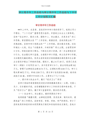 审计局半年工作总结与审计局半年工作总结与下半年工作计划范文汇编