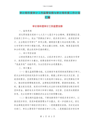 审计局年度审计工作监管安排与审计局年度工作计划汇编