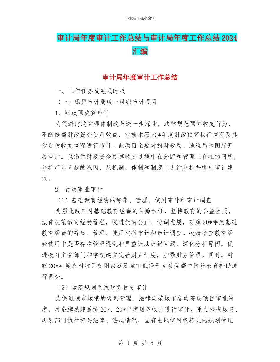 审计局年度审计工作总结与审计局年度工作总结2024汇编_第1页