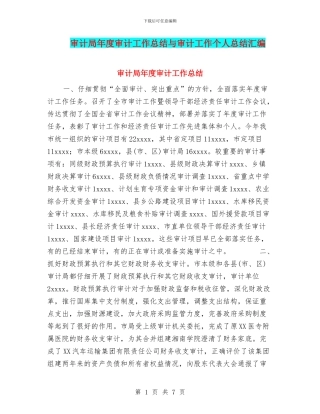 审计局年度审计工作总结与审计工作个人总结汇编