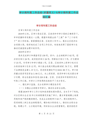 审计局年度工作总结与审计局年度工作总结汇编