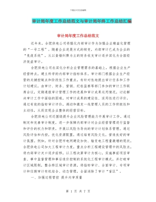 审计局年度工作总结范文与审计局年终工作总结汇编