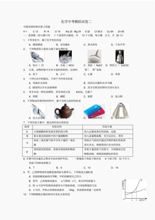 化学中考模拟试卷二