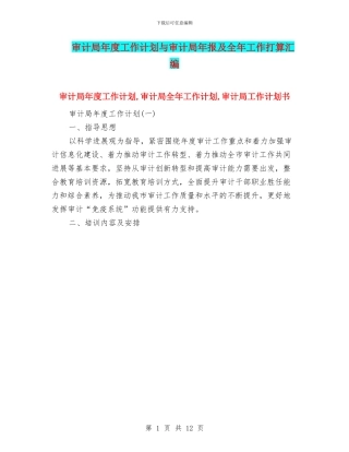 审计局年度工作计划与审计局年报及全年工作打算汇编