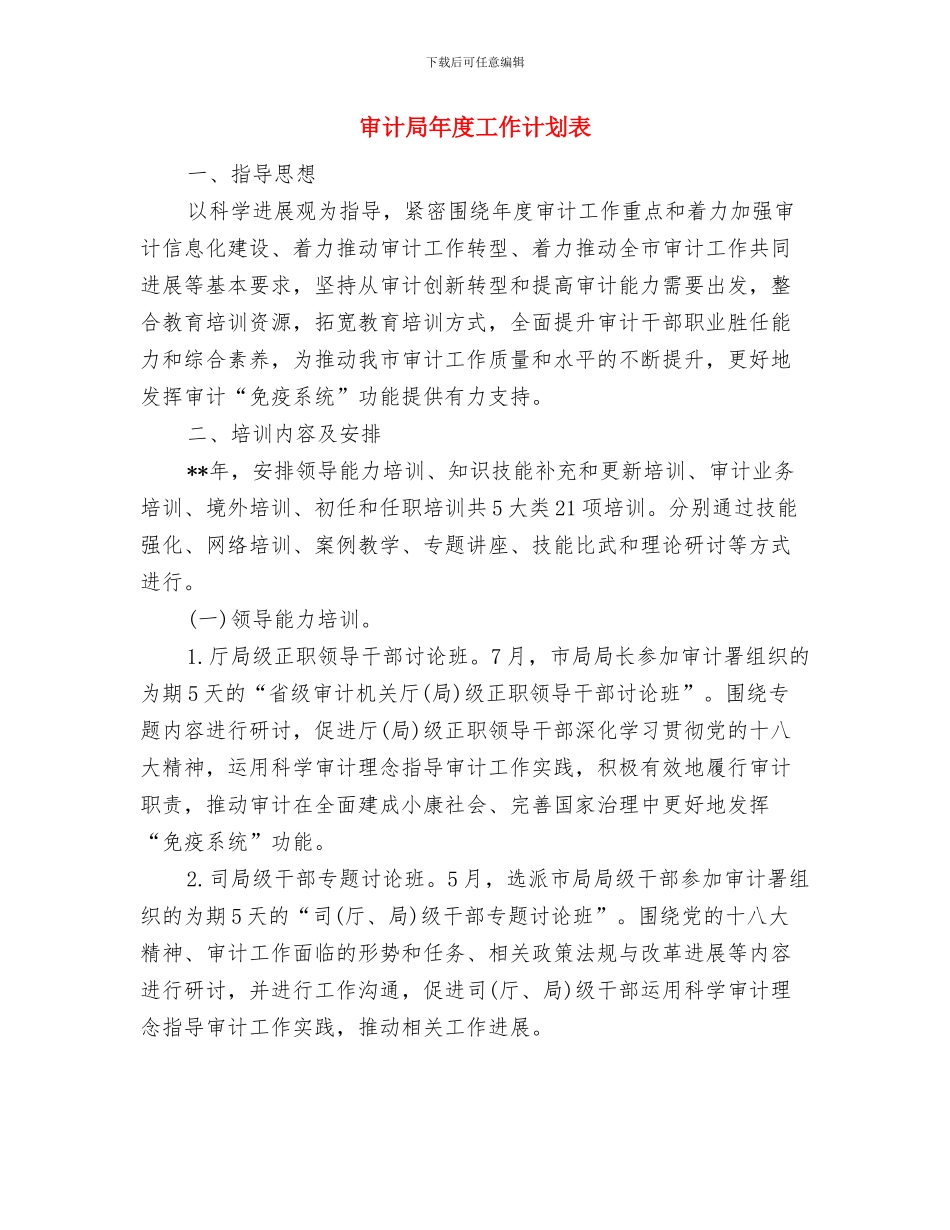 审计局年度工作计划书与审计局年度工作计划表汇编_第3页