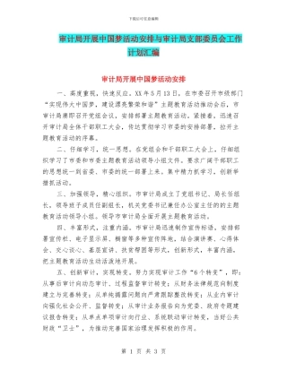 审计局开展中国梦活动安排与审计局支部委员会工作计划汇编