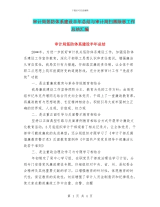 审计局惩防体系建设半年总结与审计局扫黑除恶工作总结汇编