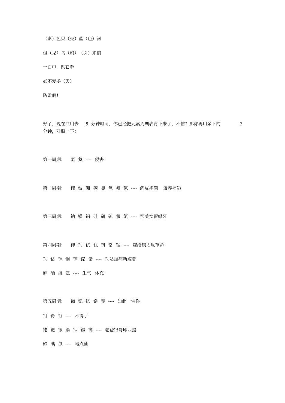 化学元素周期表口诀与反应方程式_第2页