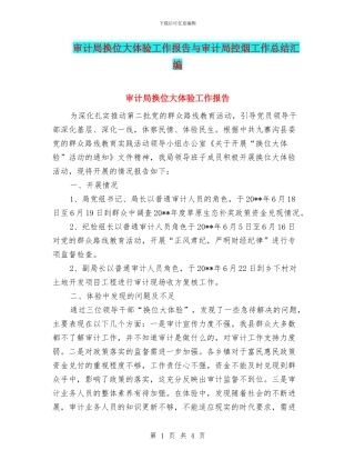 审计局换位大体验工作报告与审计局控烟工作总结汇编