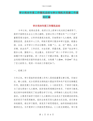 审计局本年度工作情况总结与审计局机关党建工作意见汇编