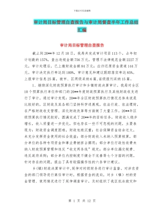 审计局目标管理自查报告与审计局督查半年工作总结汇编