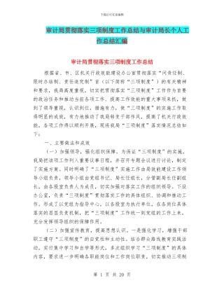 审计局贯彻落实三项制度工作总结与审计局长个人工作总结汇编