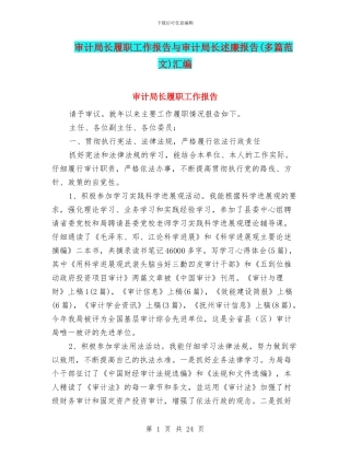 审计局长履职工作报告与审计局长述廉报告汇编