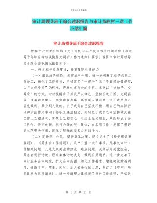 审计局领导班子综合述职报告与审计局驻村三送工作小结汇编