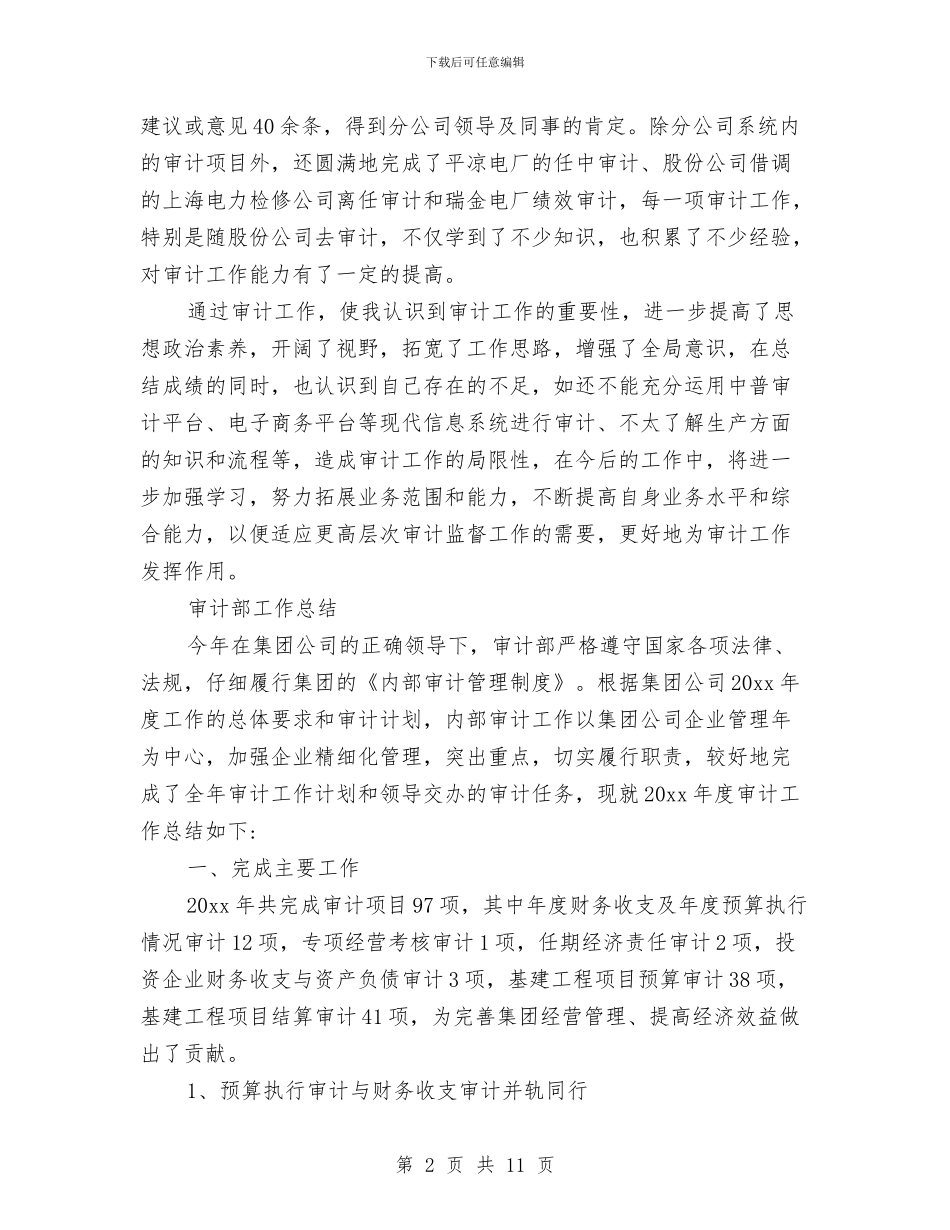 审计工作人员2024年个人年终总结与审计工作人员个人工作总结汇报汇编_第2页