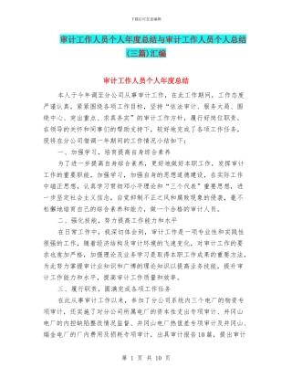 审计工作人员个人年度总结与审计工作人员个人总结汇编