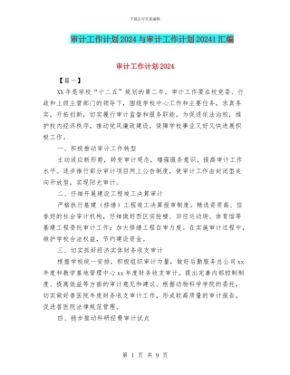 审计工作计划2024与审计工作计划20241汇编