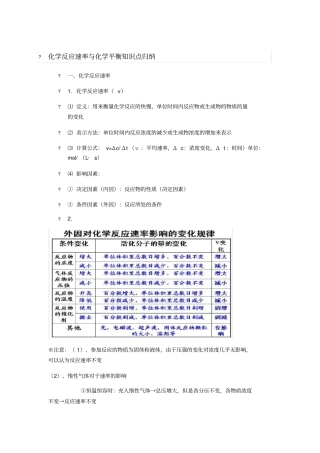 化学反应速率与化学平衡知识点归纳