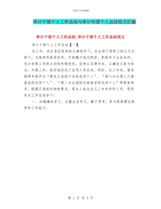 审计干部个人工作总结与审计年度个人总结范文汇编