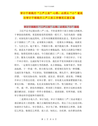 审计干部践行“三严三实”心得：必须从“小”做起与审计干部践行三严三实工作情况汇报汇编