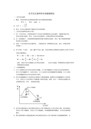 化学反应速率和有效碰撞理论