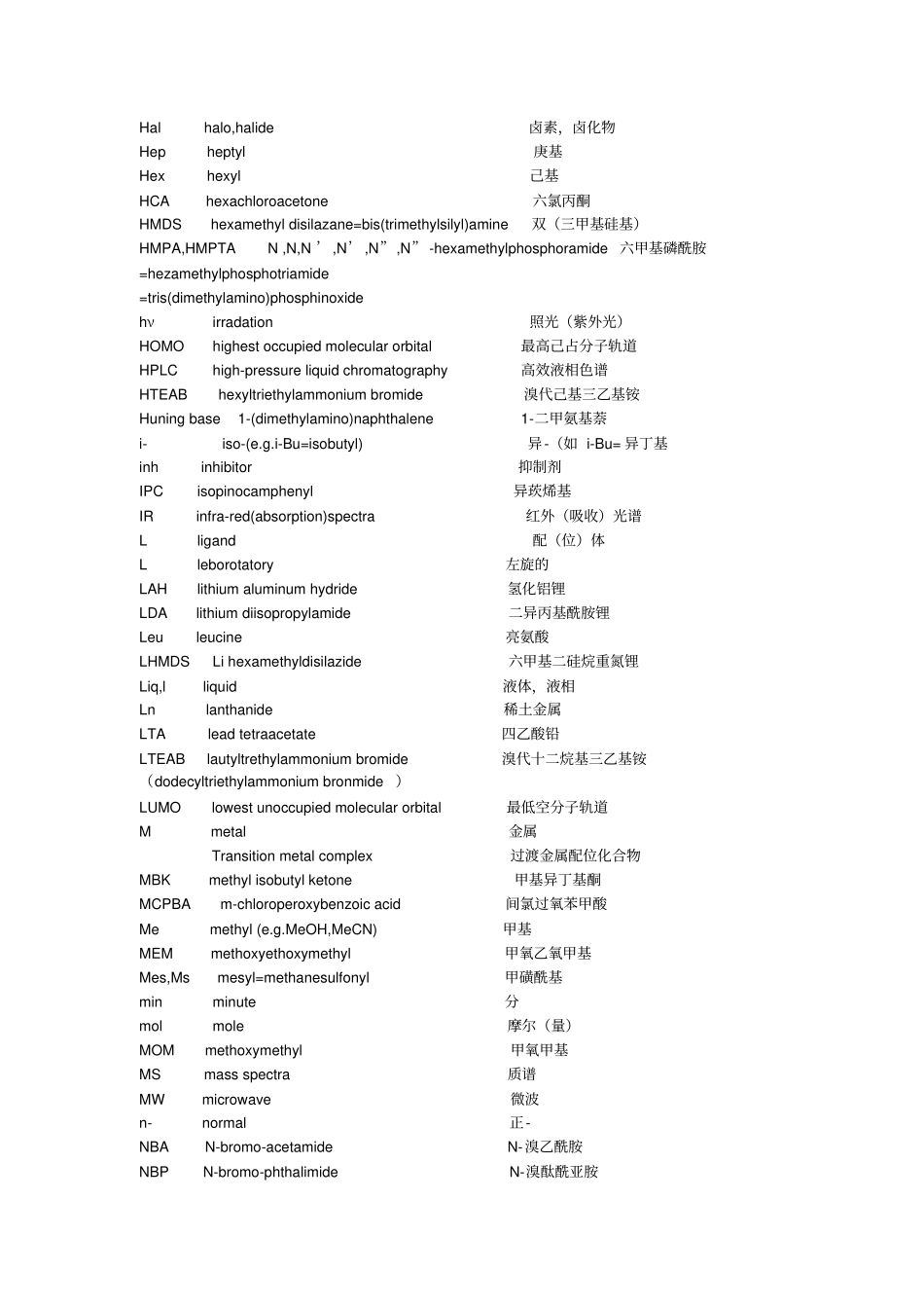 化学基团缩写以基团中英文大全_第3页